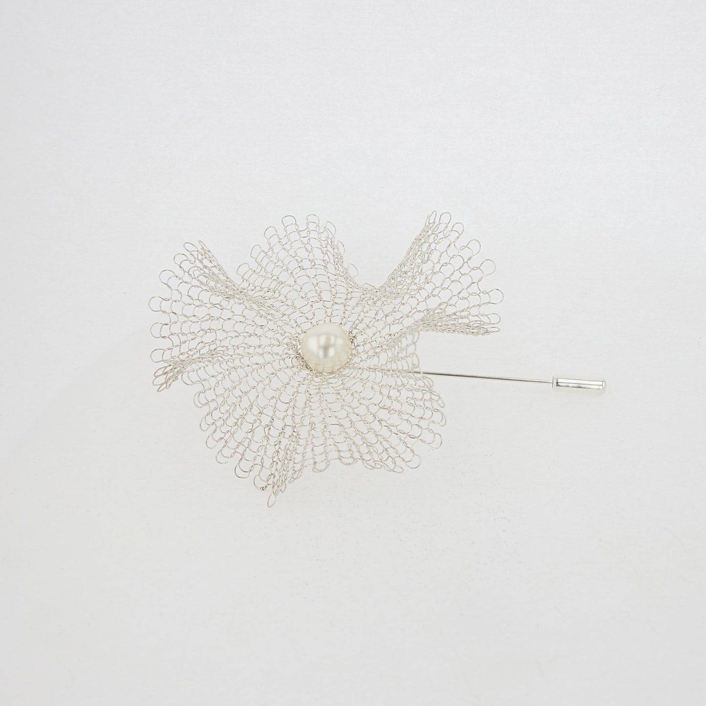 Broche Corolles Argent et Perle blanche