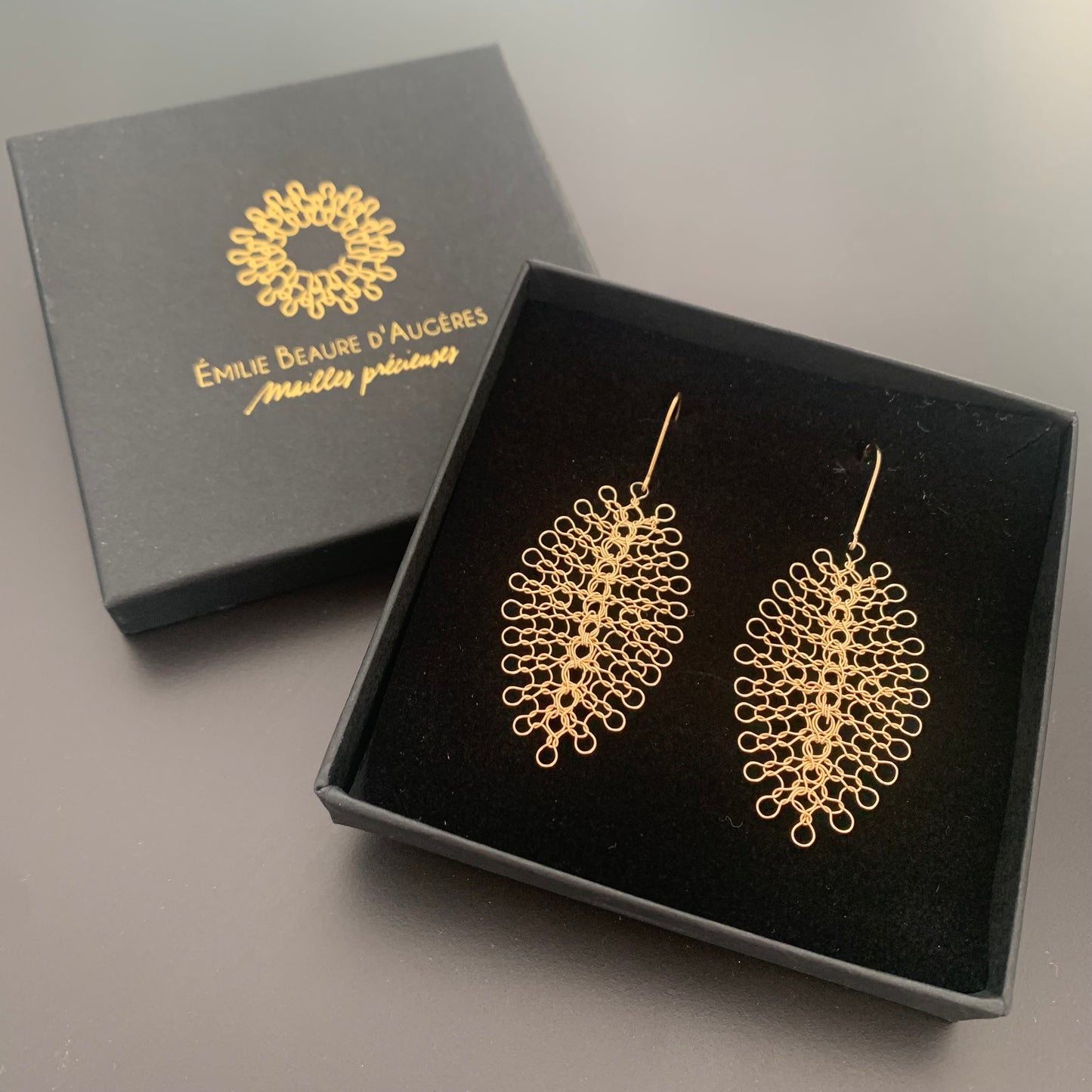 Boucles d'oreilles Feuilles Or