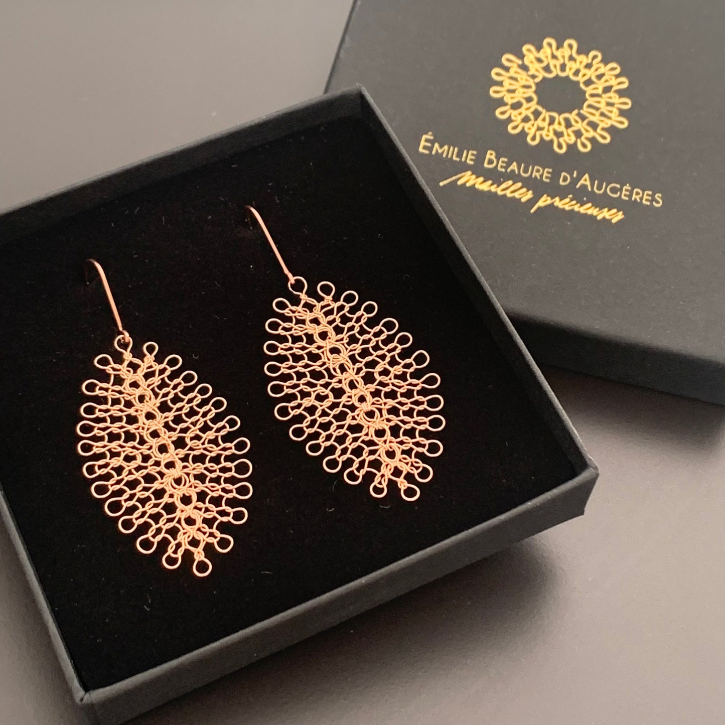 Boucles d'oreilles Feuilles Or Rose