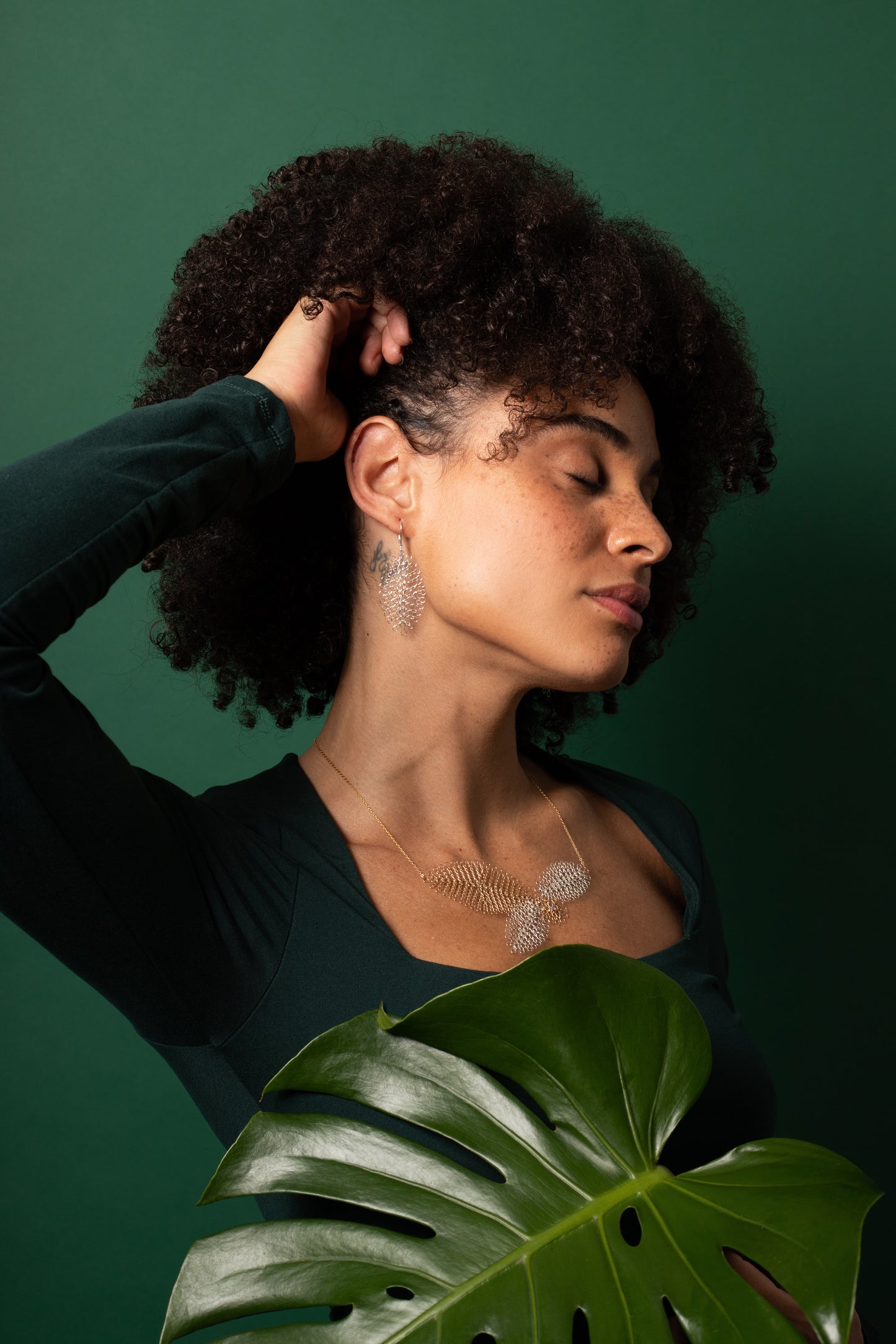 Boucles d'oreilles Feuilles Argent