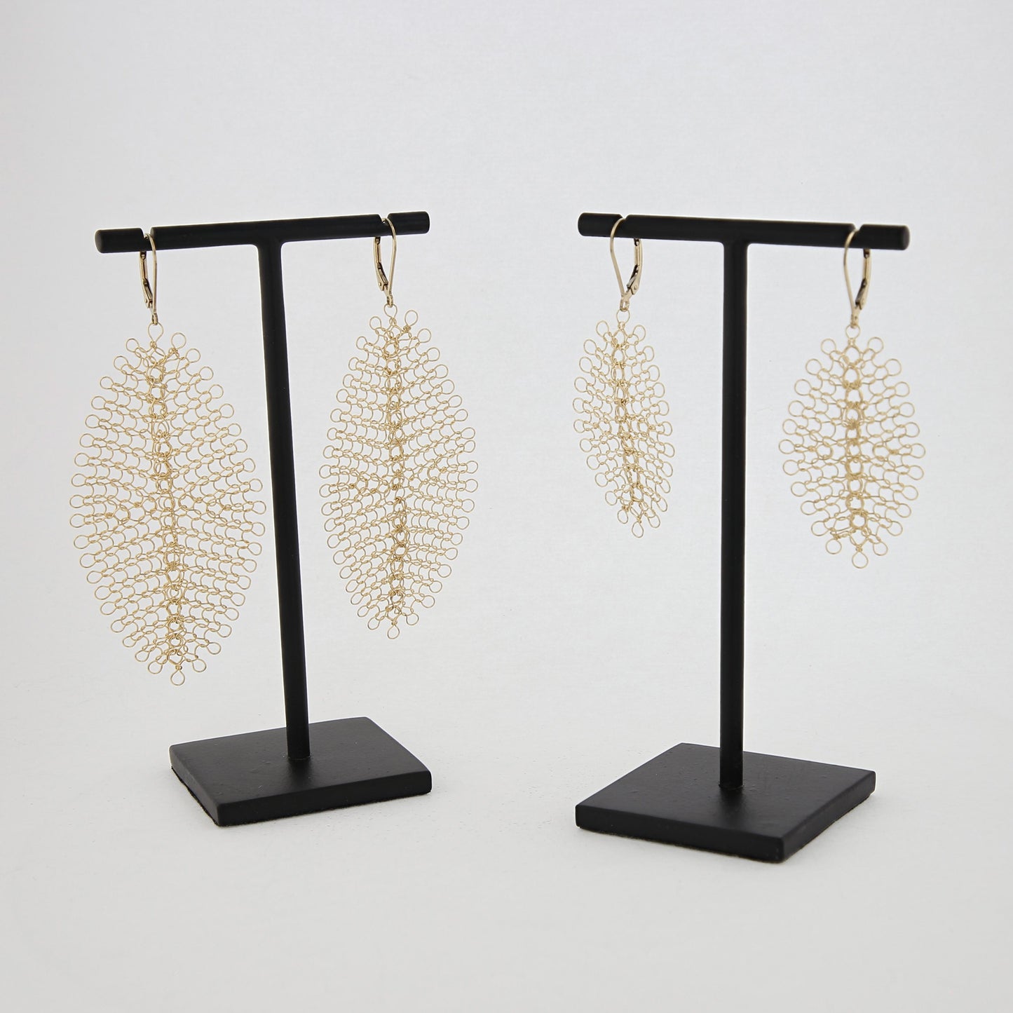 Boucles d'oreilles Feuilles Or, Grand format