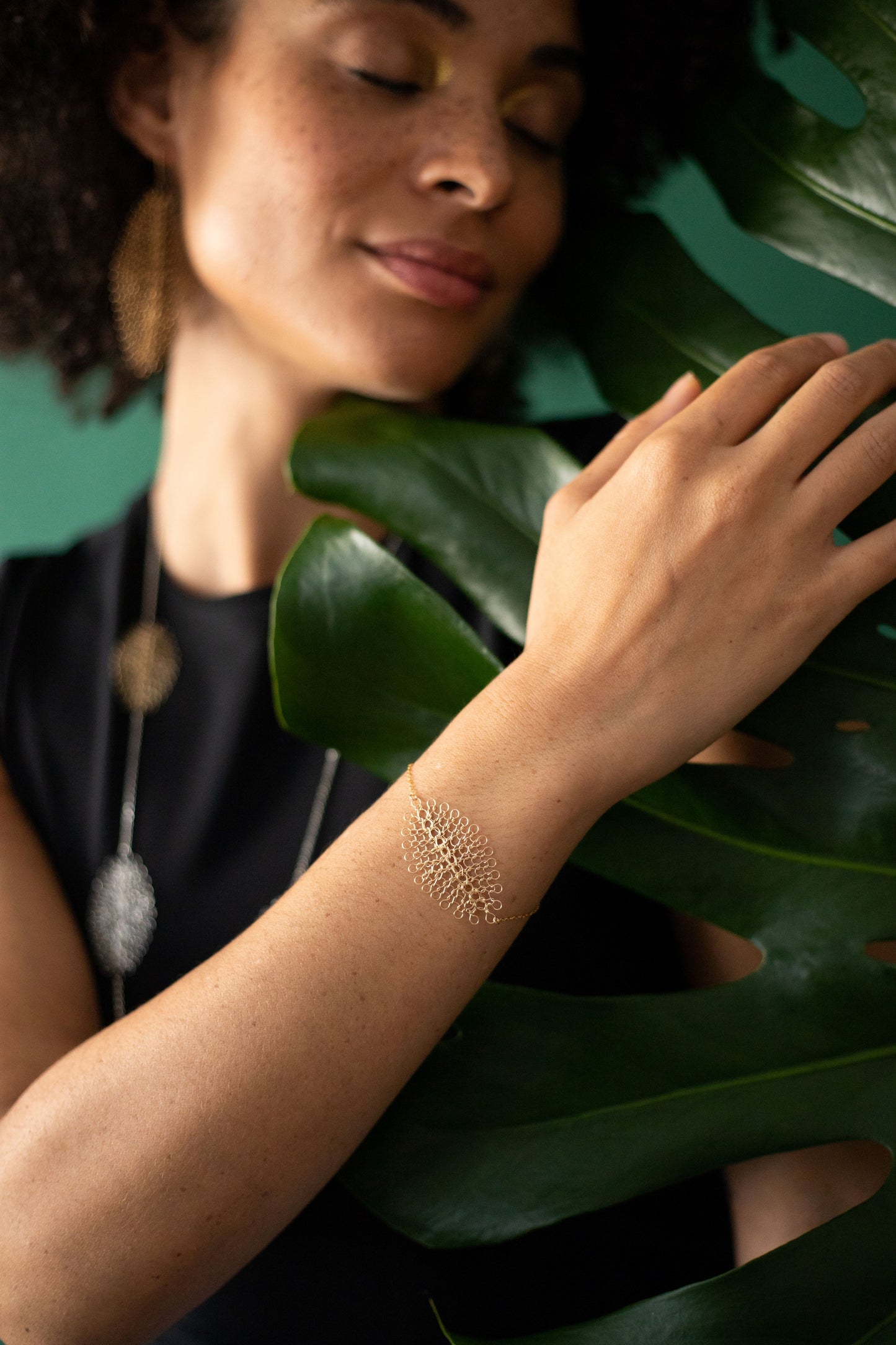 Bracelet Feuille Or