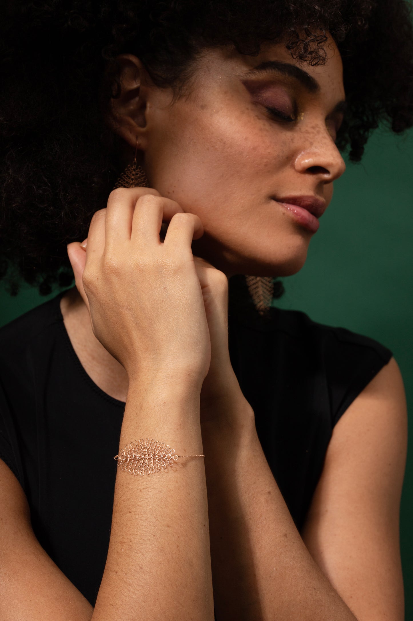 Bracelet Feuille Or Rose