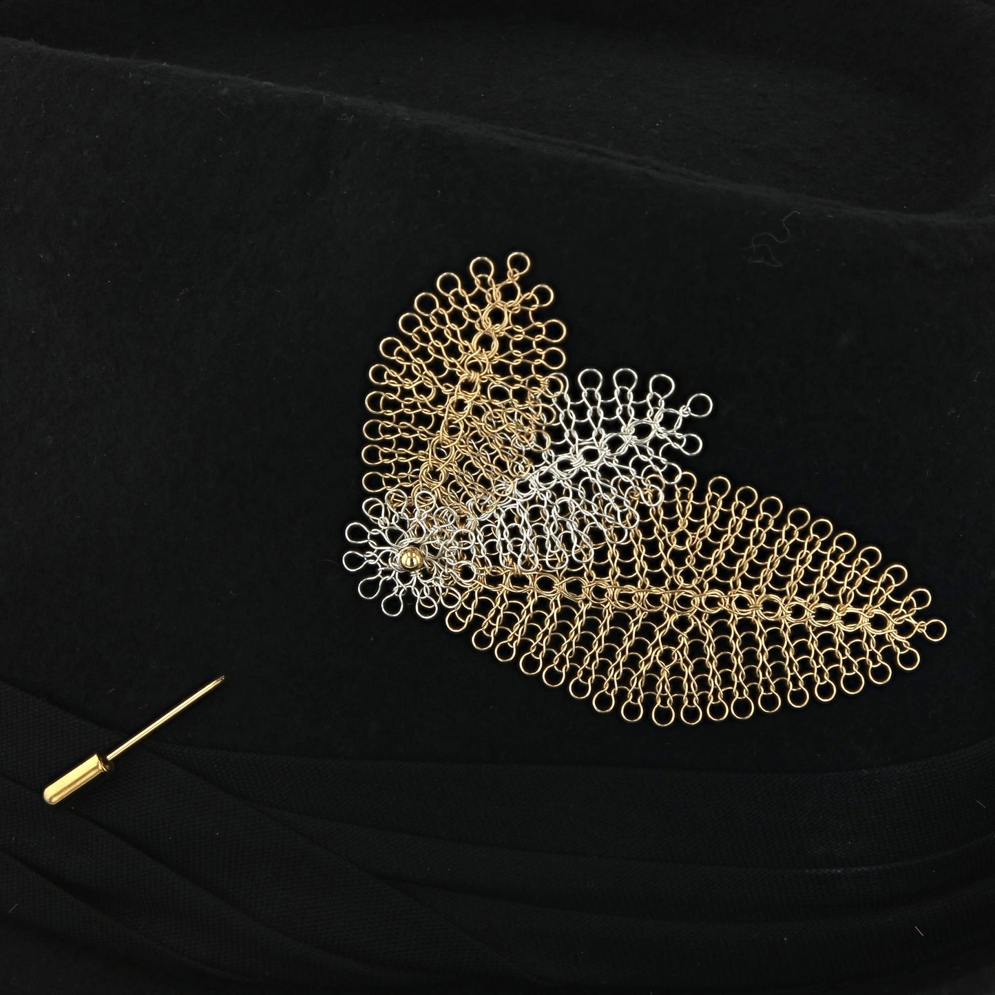 Broche Feuilles Argent et Or