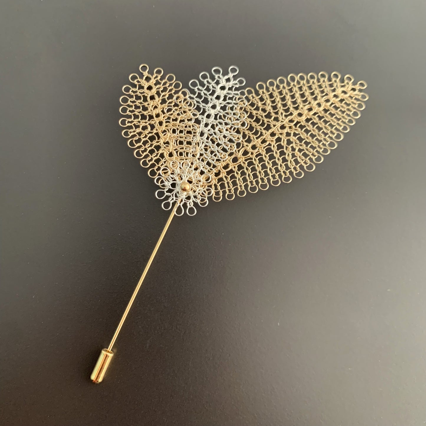 Broche Feuilles Argent et Or
