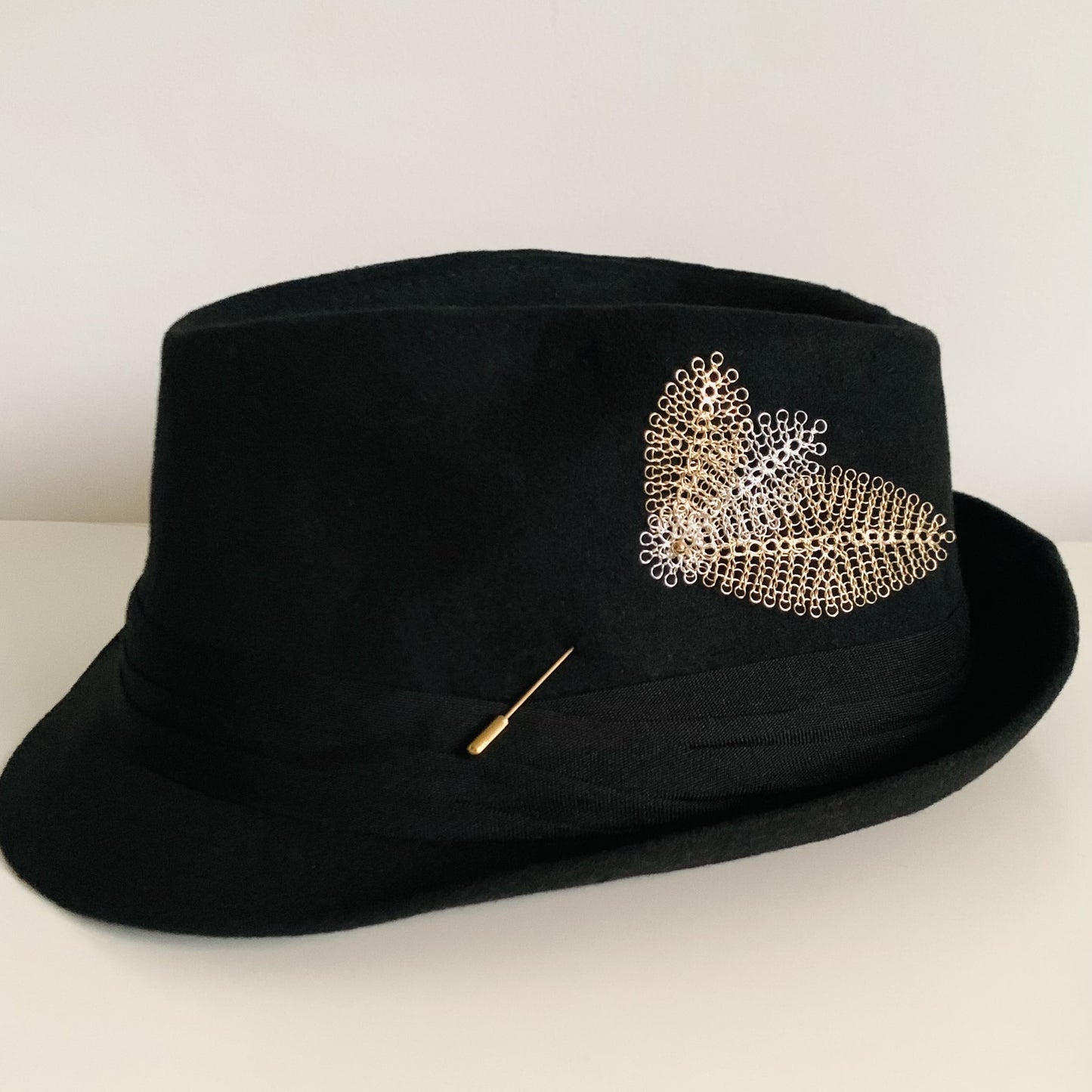 Broche Feuilles Argent et Or