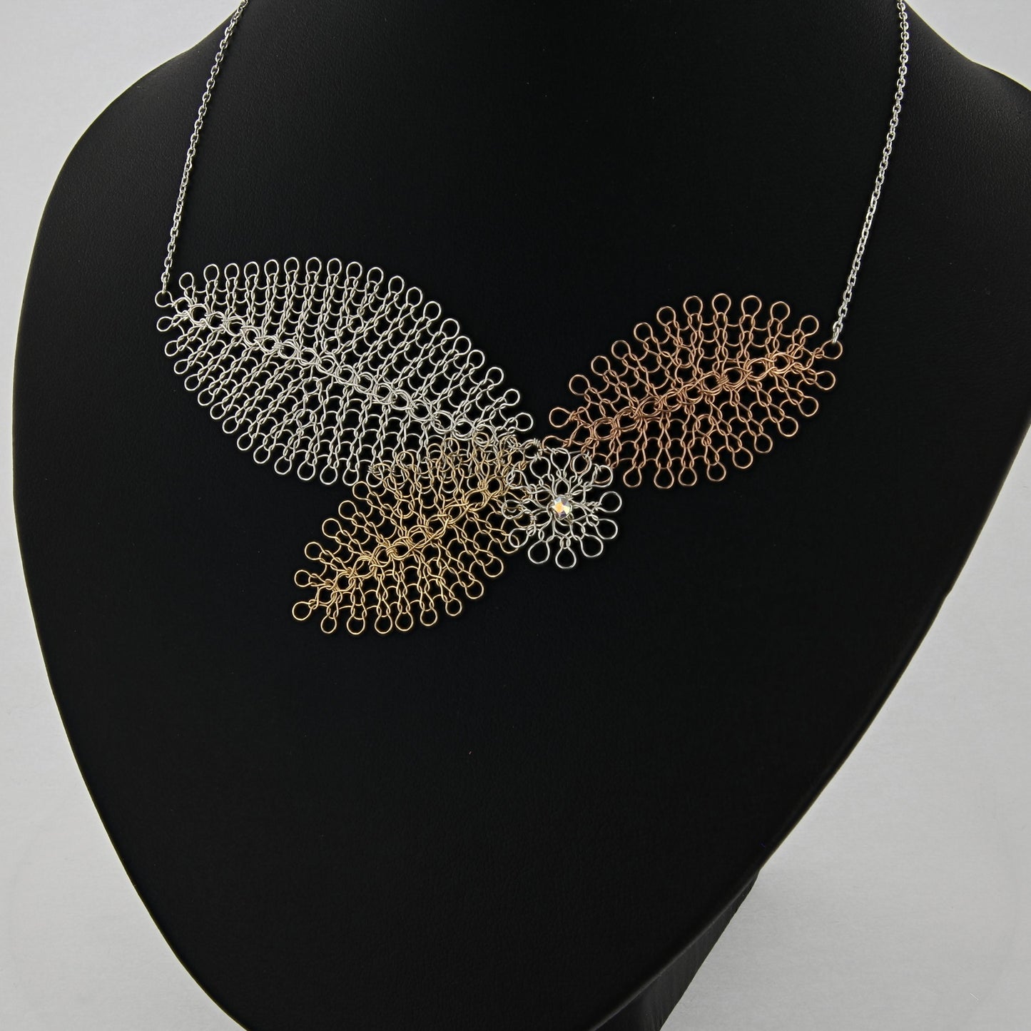 Collier Feuillage Argent, Or et Or Rose