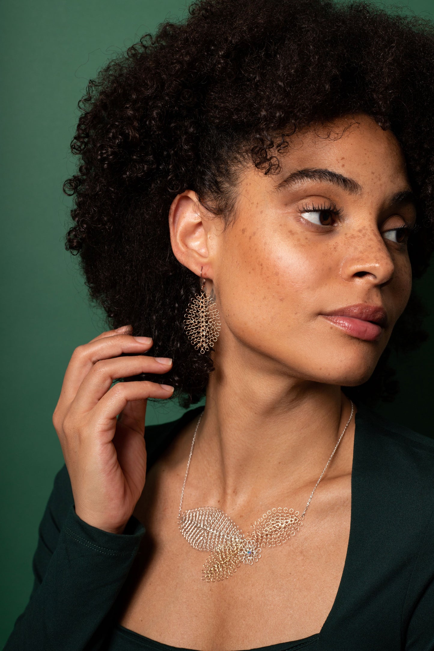 Collier Feuillage Argent, Or et Or Rose