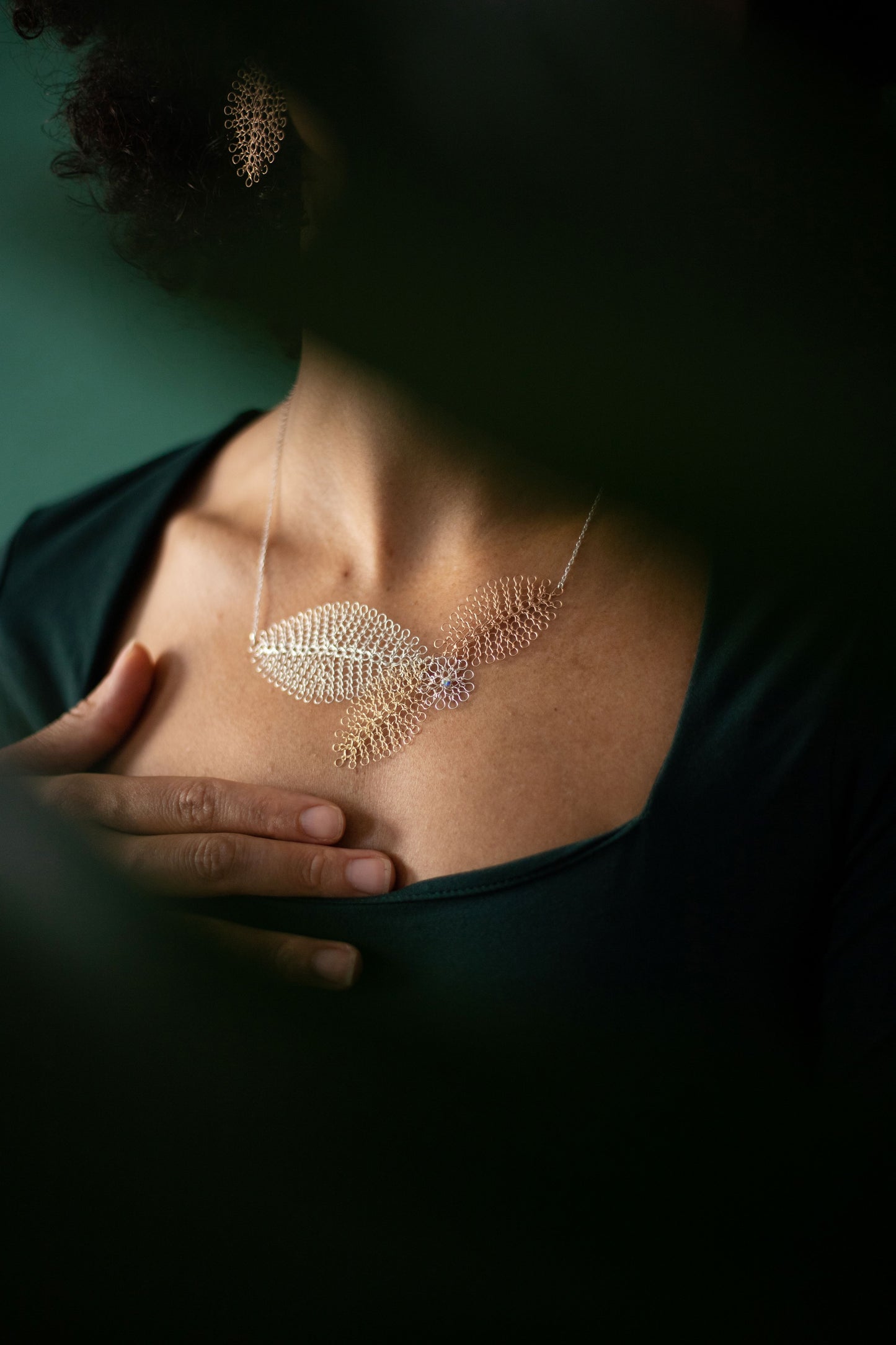 Collier Feuillage Argent, Or et Or Rose