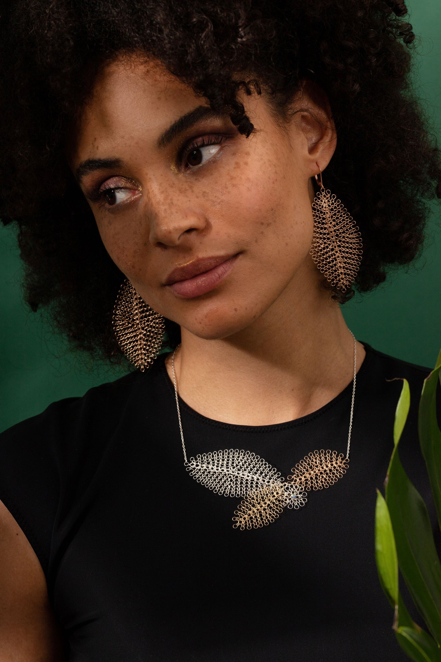 Collier Feuillage Argent, Or et Or Rose