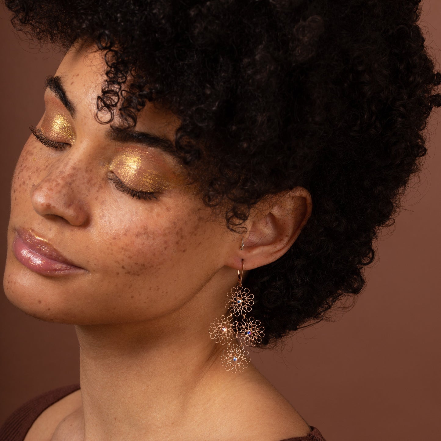 Boucles d'oreilles Flores Losange Or Rose