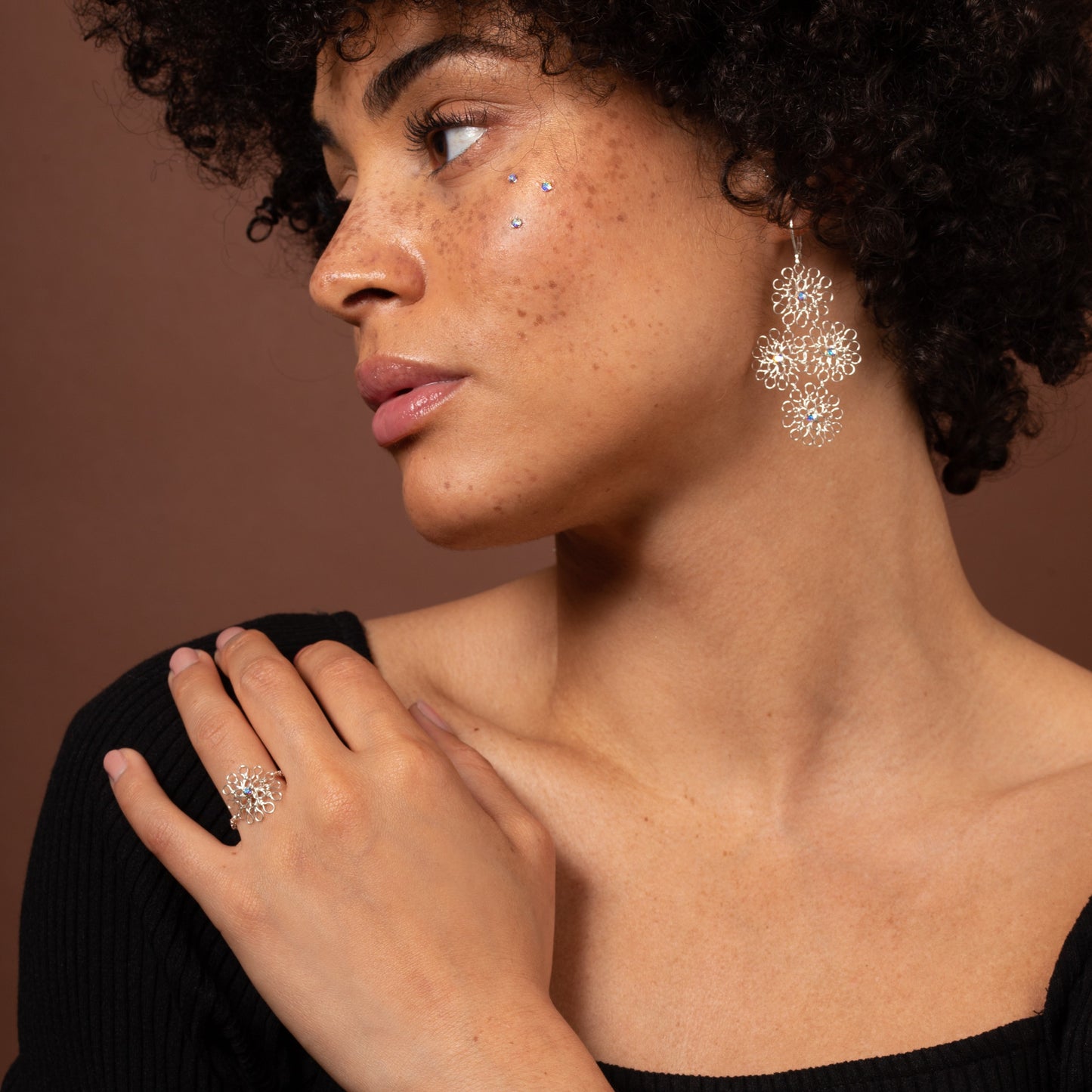 Boucles d'oreilles Flores Losange Argent