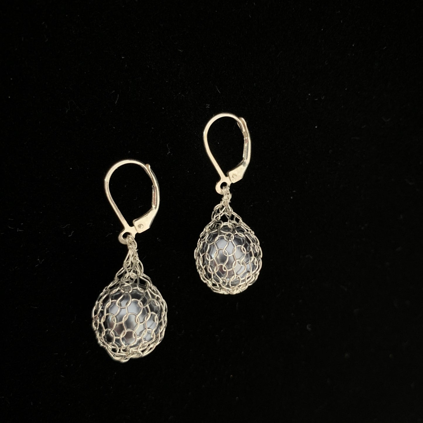 Boucles d'oreilles Gouttes Perle noire et Argent