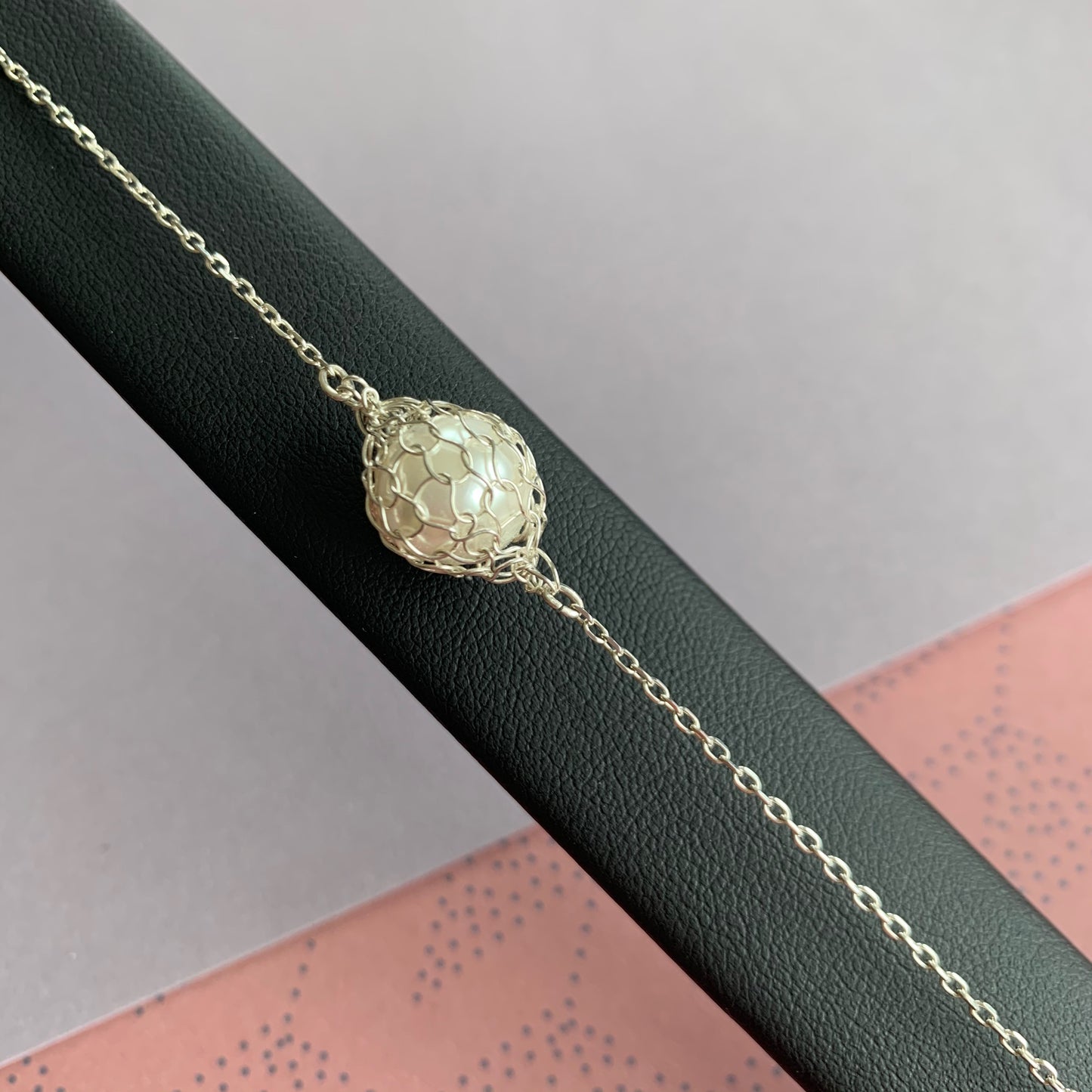 Bracelet Gouttes Perle blanche et Argent