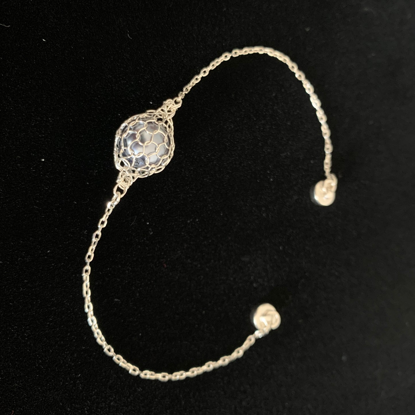 Bracelet Gouttes Perle noire et Argent