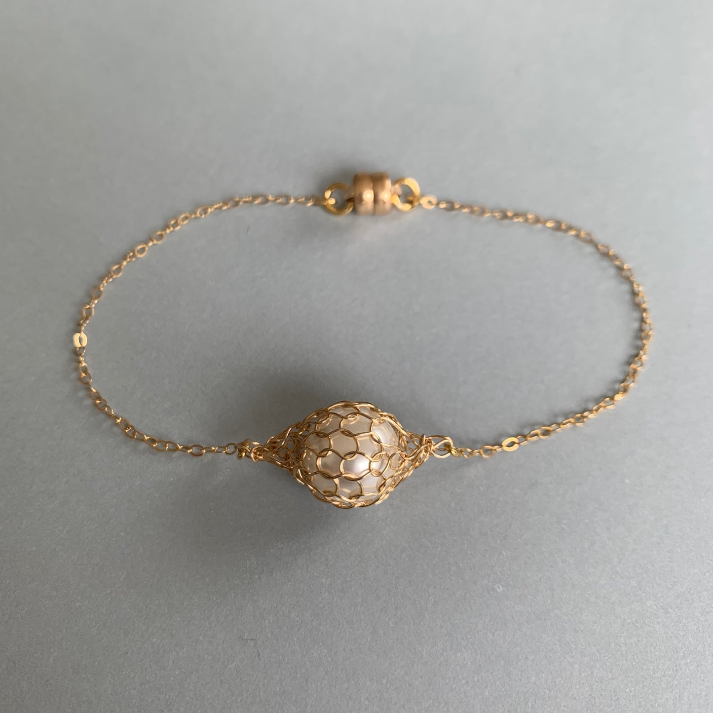 Bracelet Gouttes Perle blanche et Or