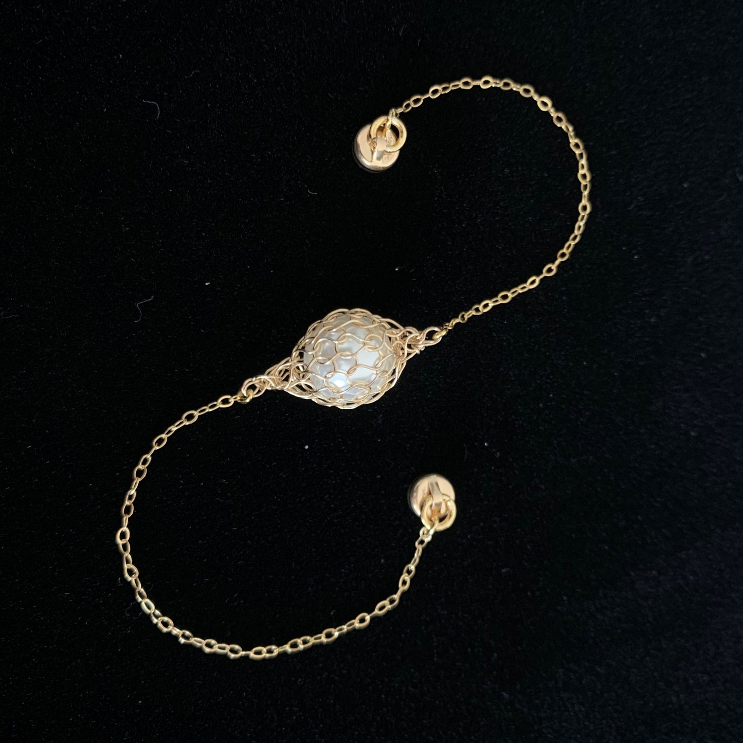 Bracelet Gouttes Perle blanche et Or