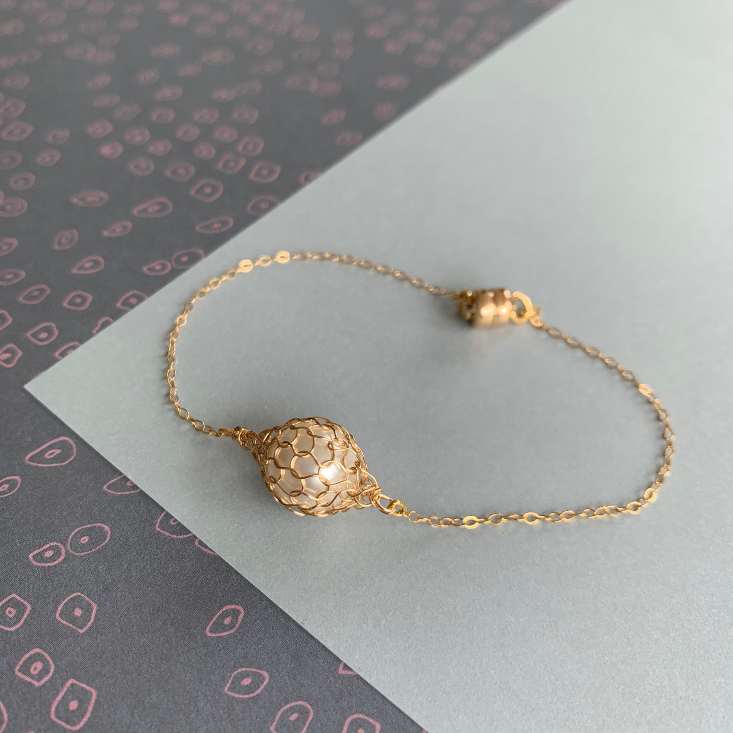 Bracelet Gouttes Perle blanche et Or