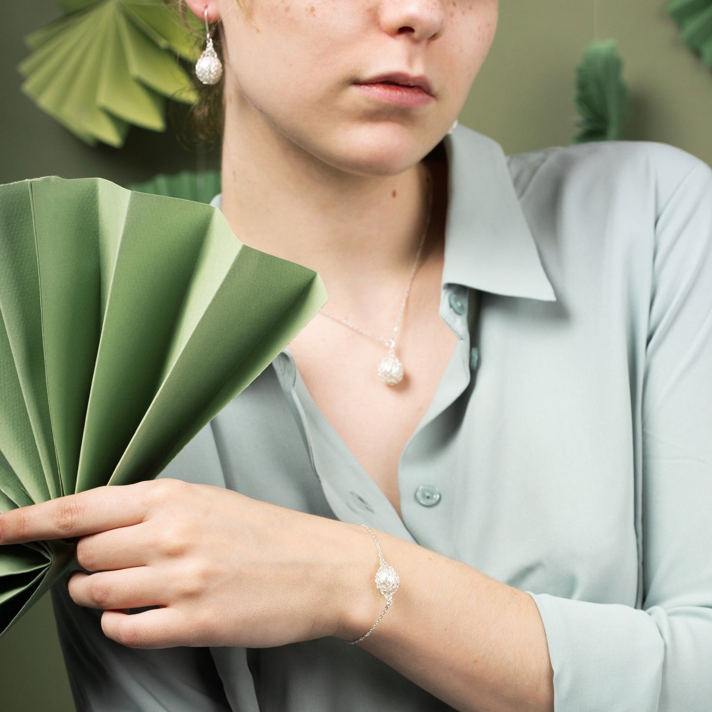Collier Pendentif Gouttes Perle blanche et Argent