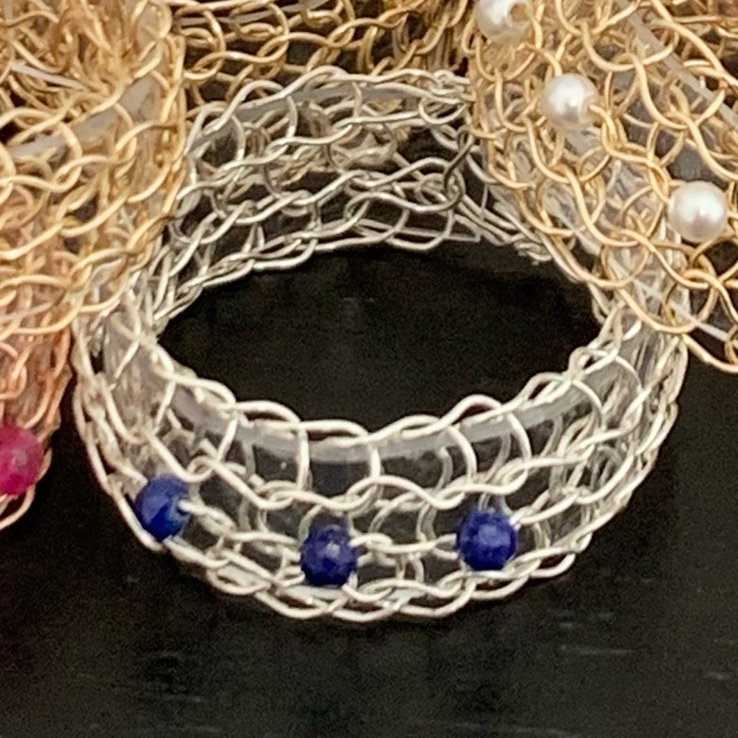 Bague Ondes Argent et Lapis-lazuli