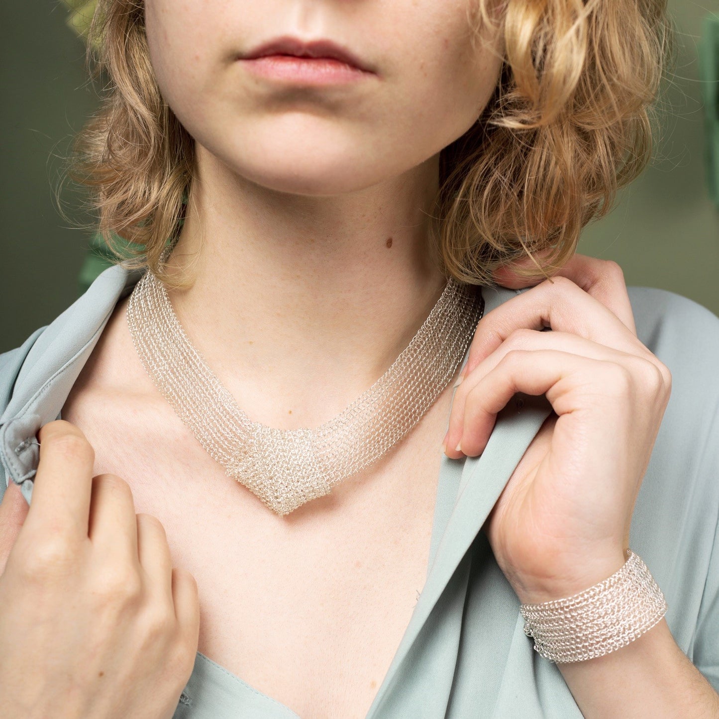 Collier Ondes Nœud Argent