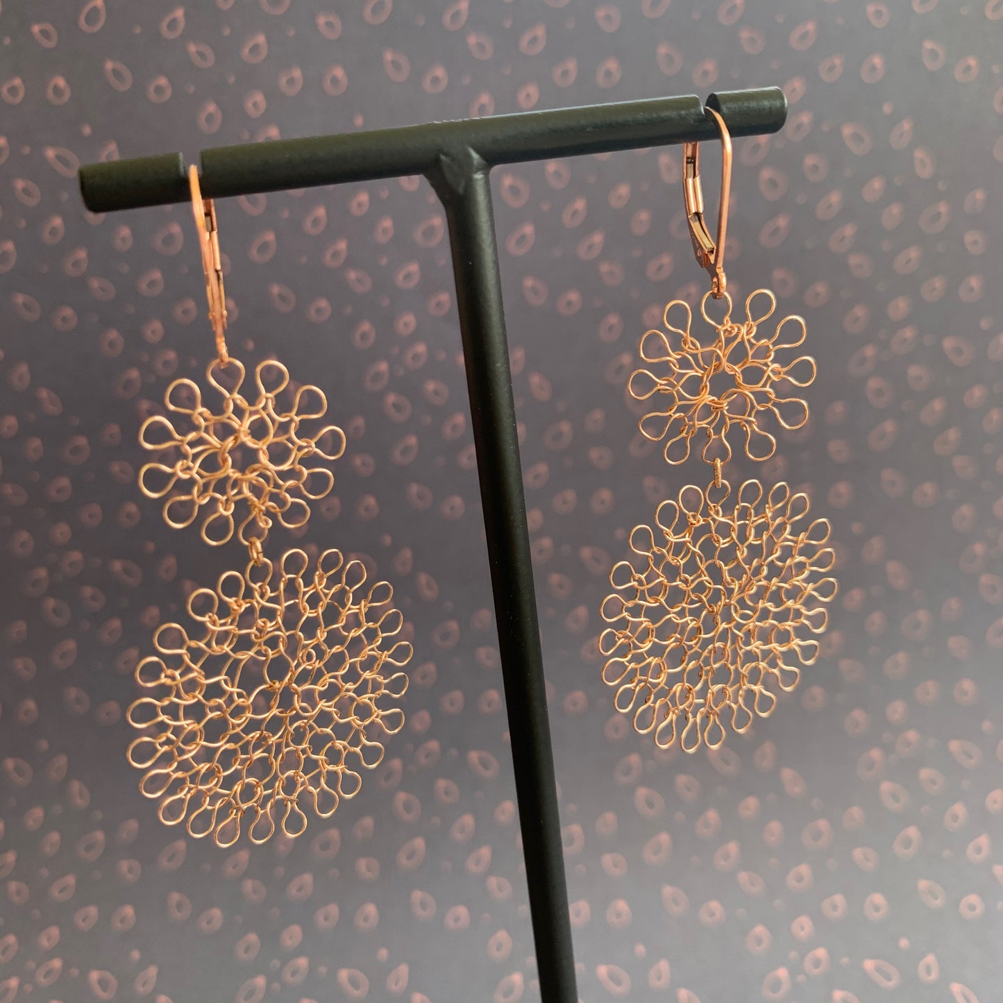 Boucles d'oreilles Rosaces Duo Or Rose