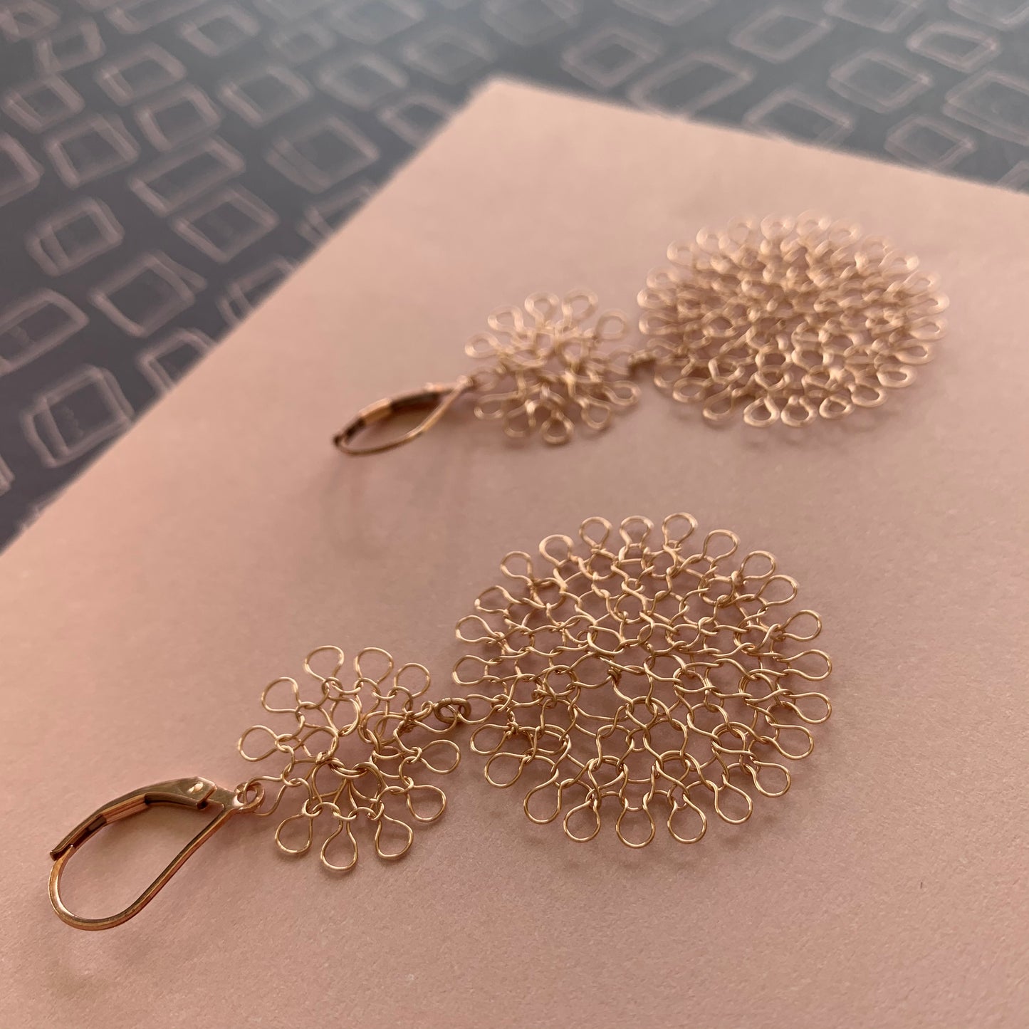 Boucles d'oreilles Rosaces Duo Or Rose