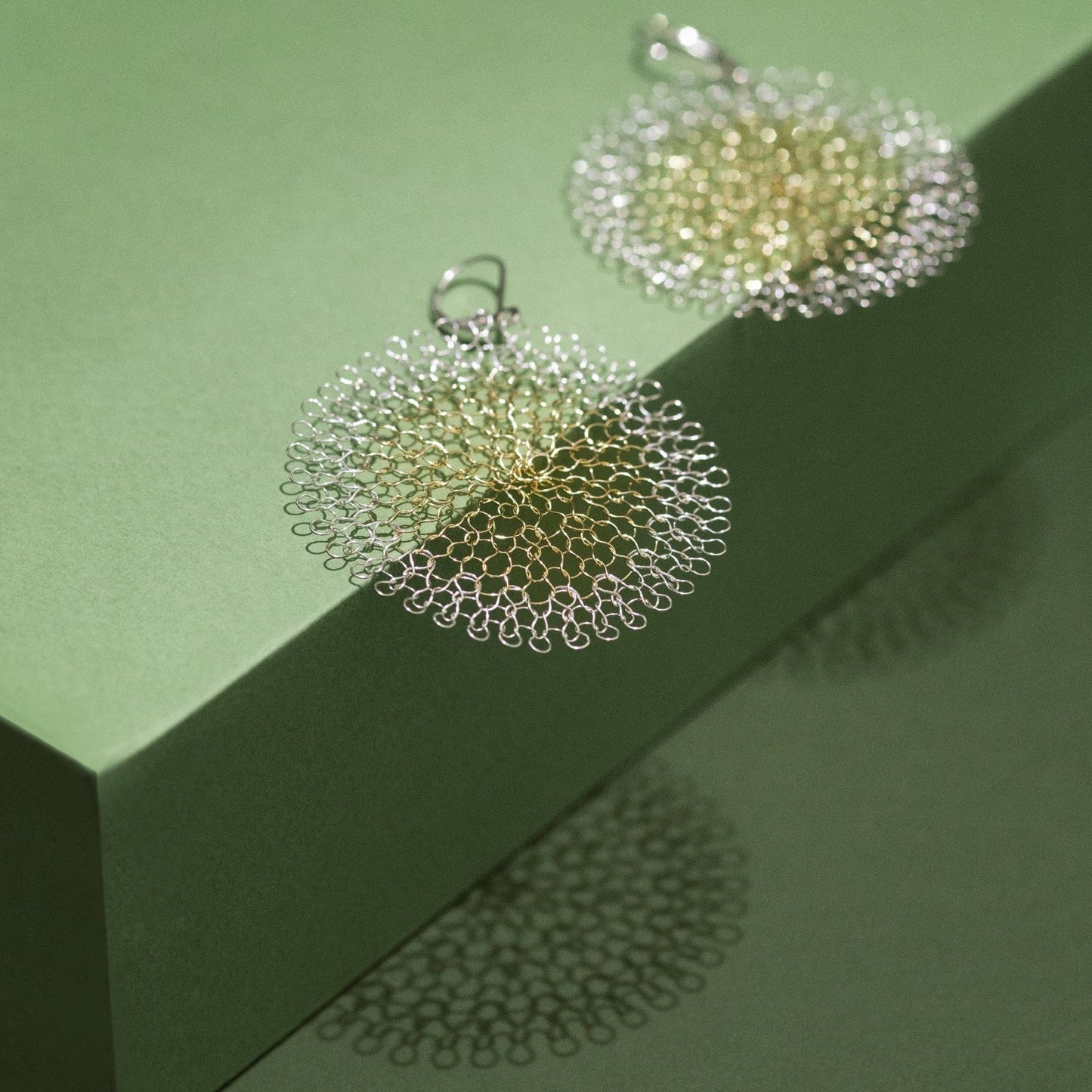 Boucles d'oreilles Rosaces Argent et Or, Grand format
