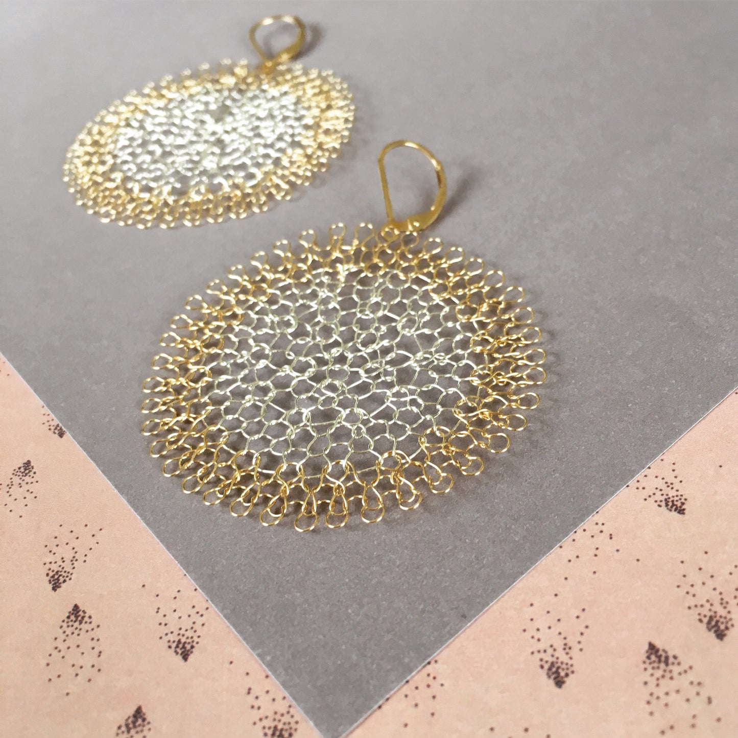Boucles d'oreilles Rosaces Or et Argent, Grand format