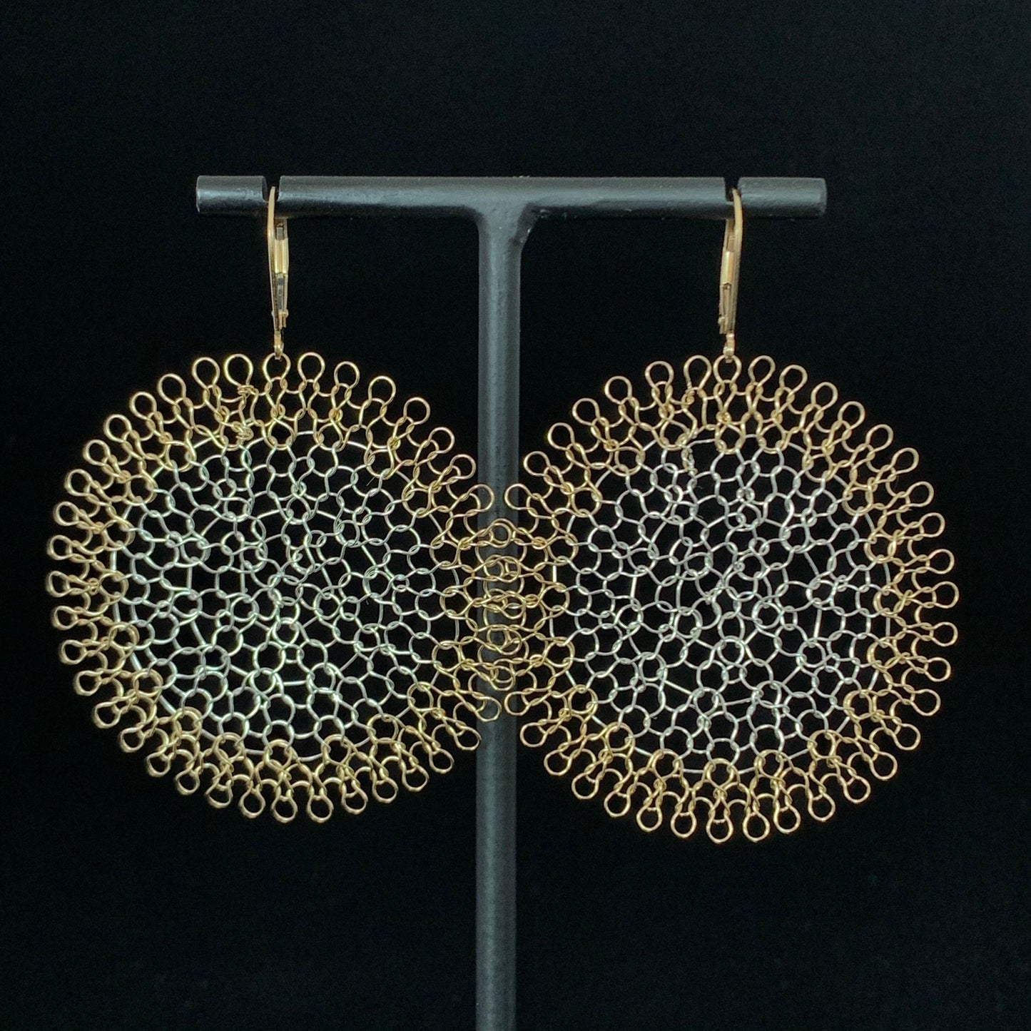 Boucles d'oreilles Rosaces Or et Argent, Grand format