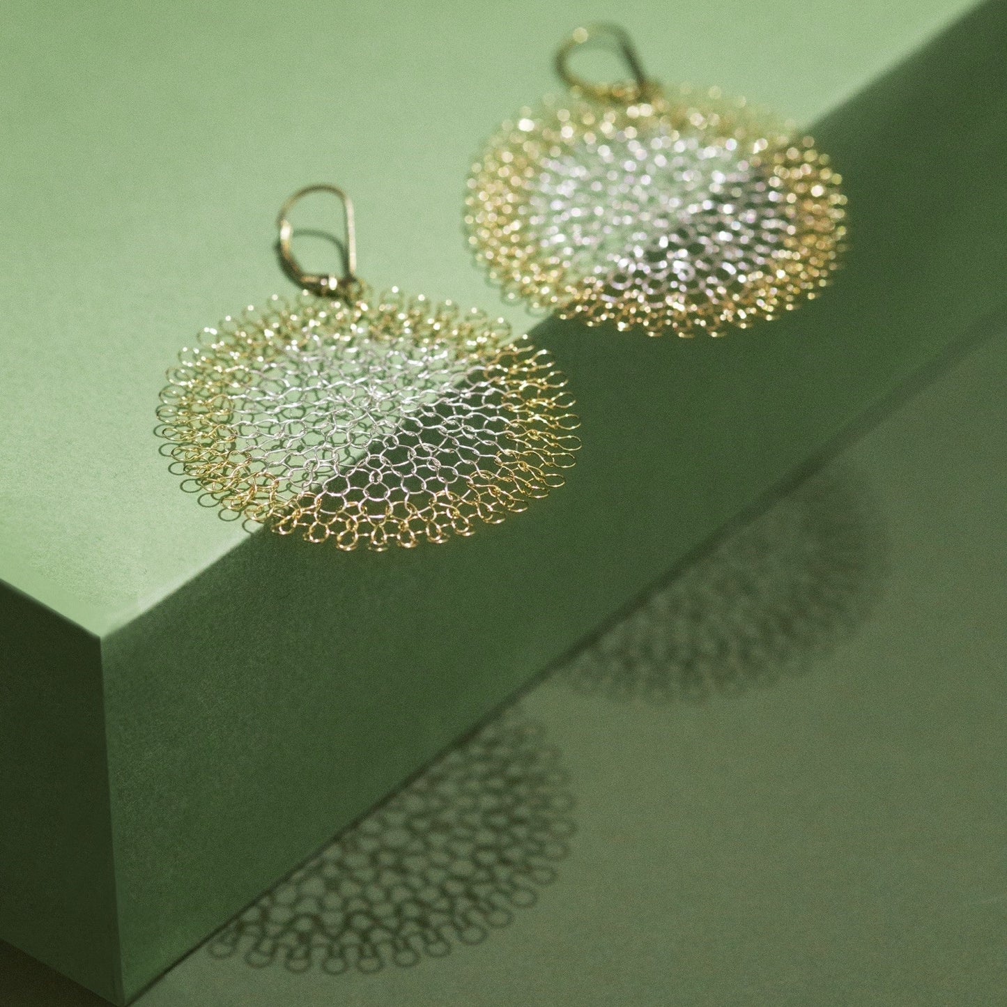 Boucles d'oreilles Rosaces Or et Argent, Grand format