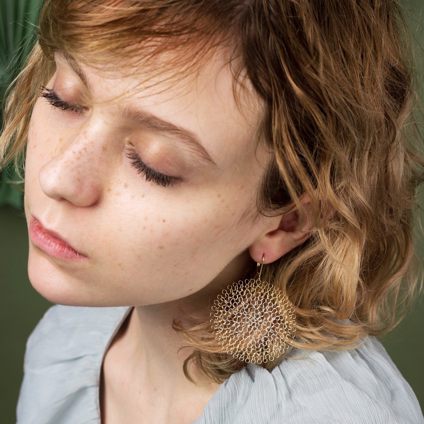 Boucles d'oreilles Rosaces Or et Argent, Grand format