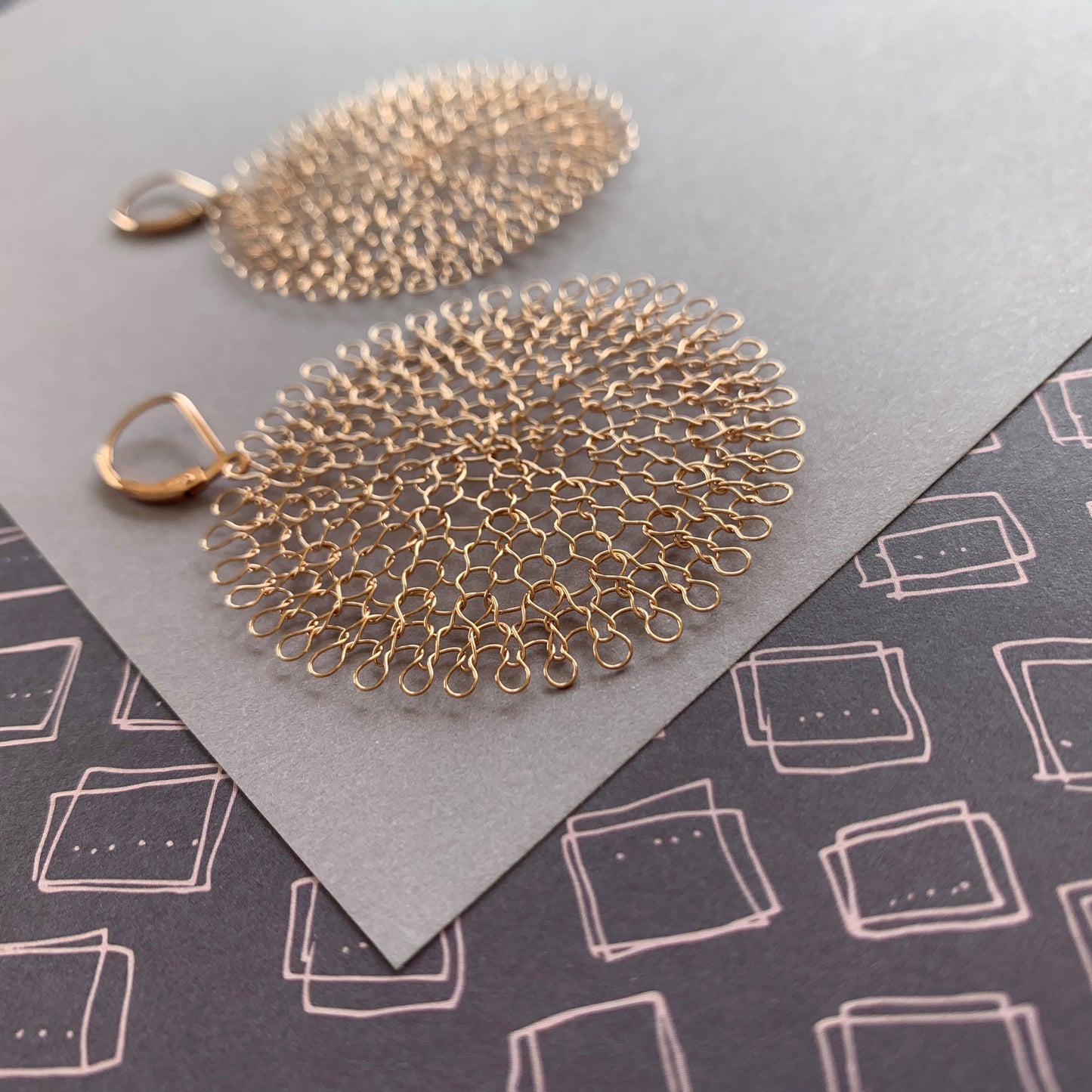 Boucles d'oreilles Rosaces Or Rose, Grand format