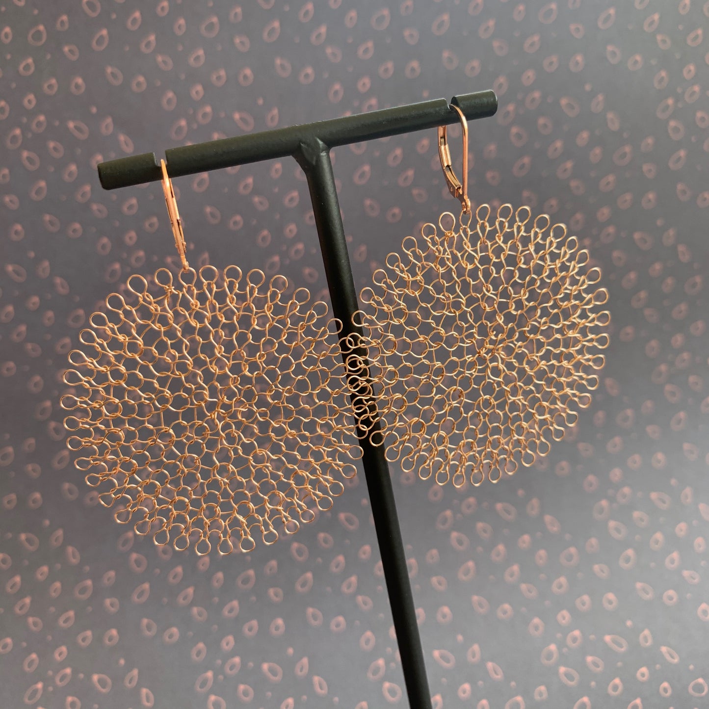 Boucles d'oreilles Rosaces Or Rose, Grand format