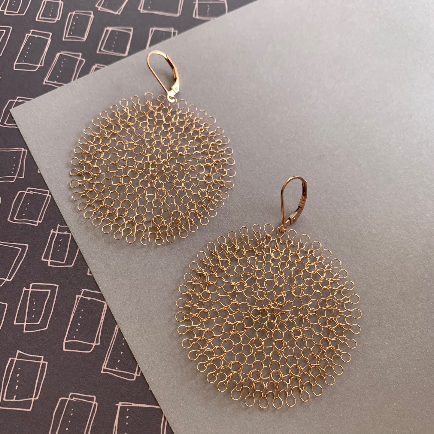 Boucles d'oreilles Rosaces Or Rose, Grand format