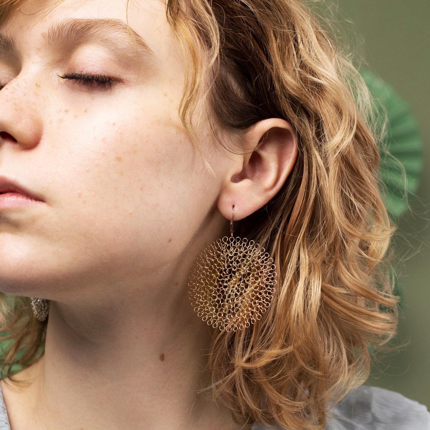 Boucles d'oreilles Rosaces Or Rose, Grand format