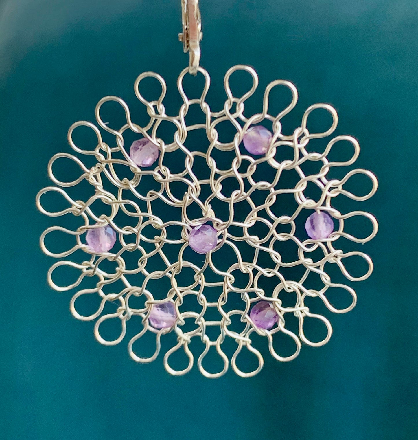 Boucles d'oreilles Rosaces Argent et Améthystes
