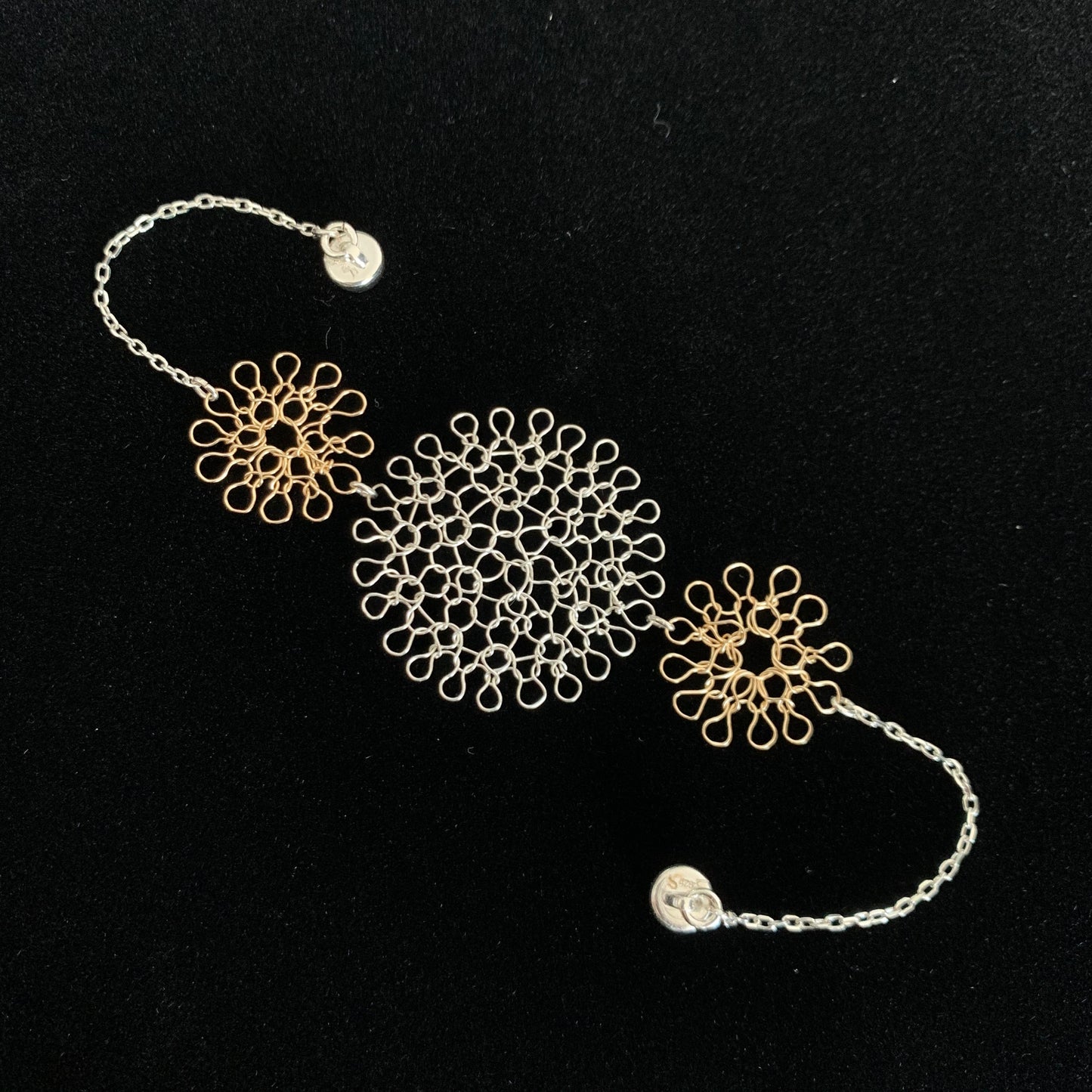 Bracelet Rosaces Triple Argent et Or