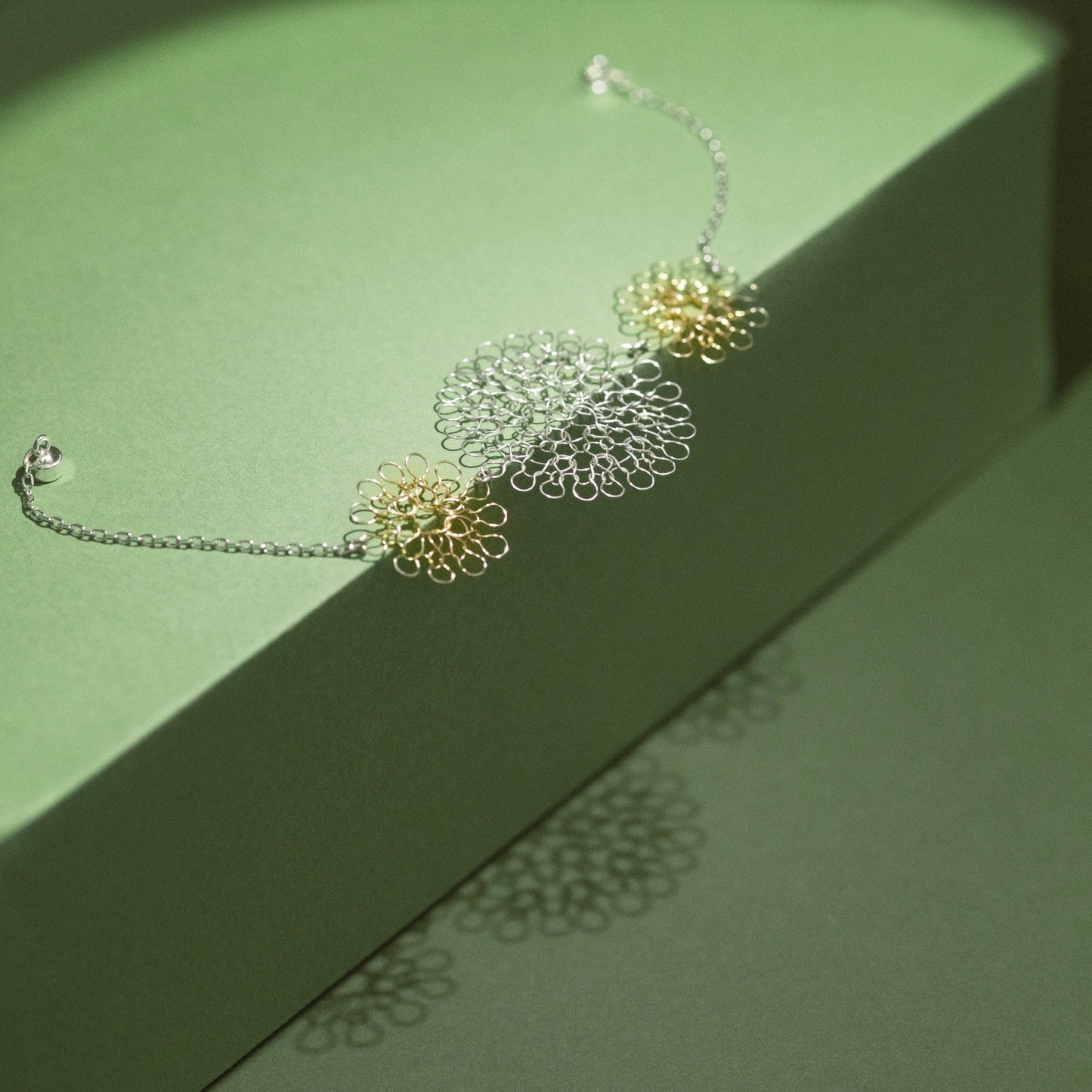 Bracelet Rosaces Triple Argent et Or