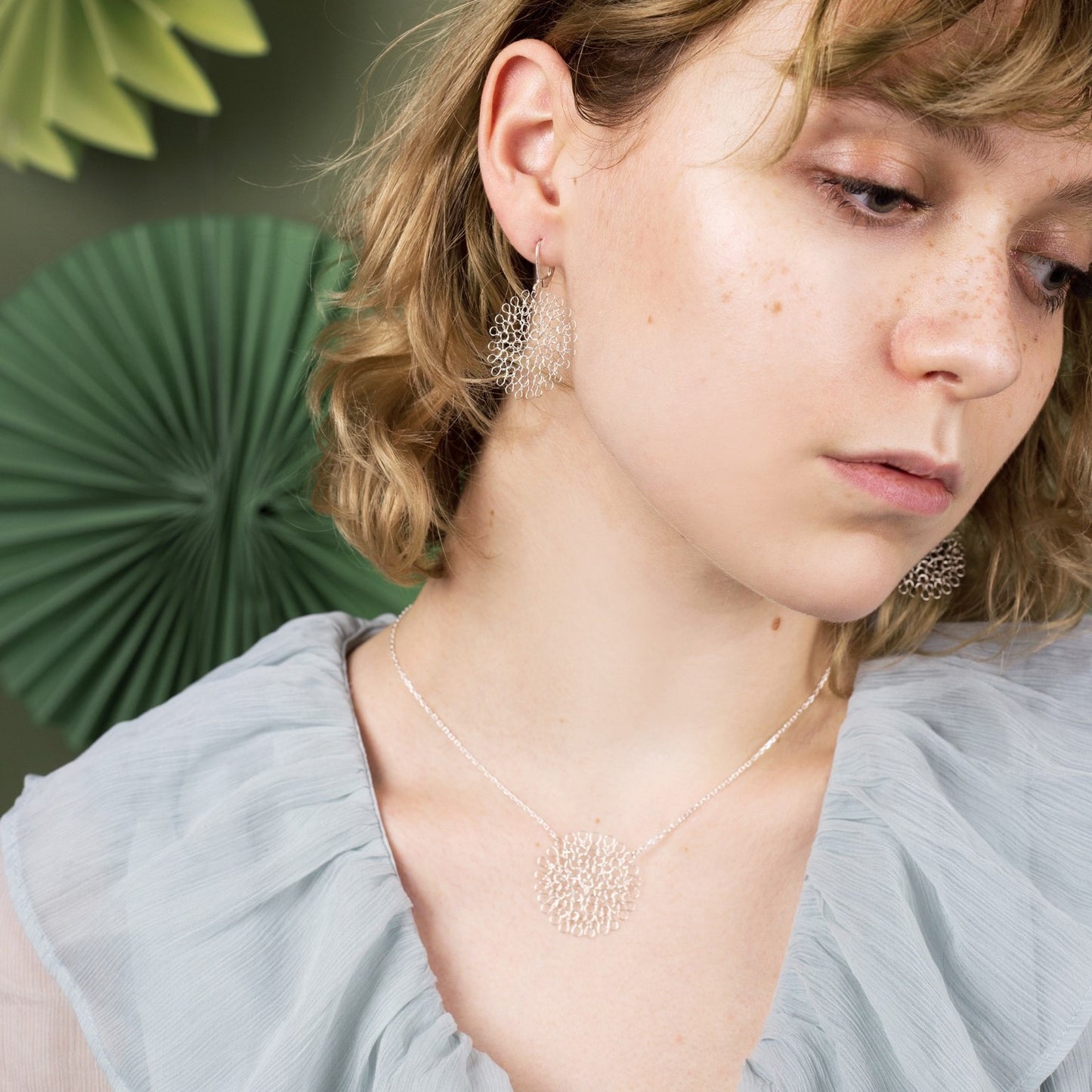 Collier Pendentif Rosace Argent