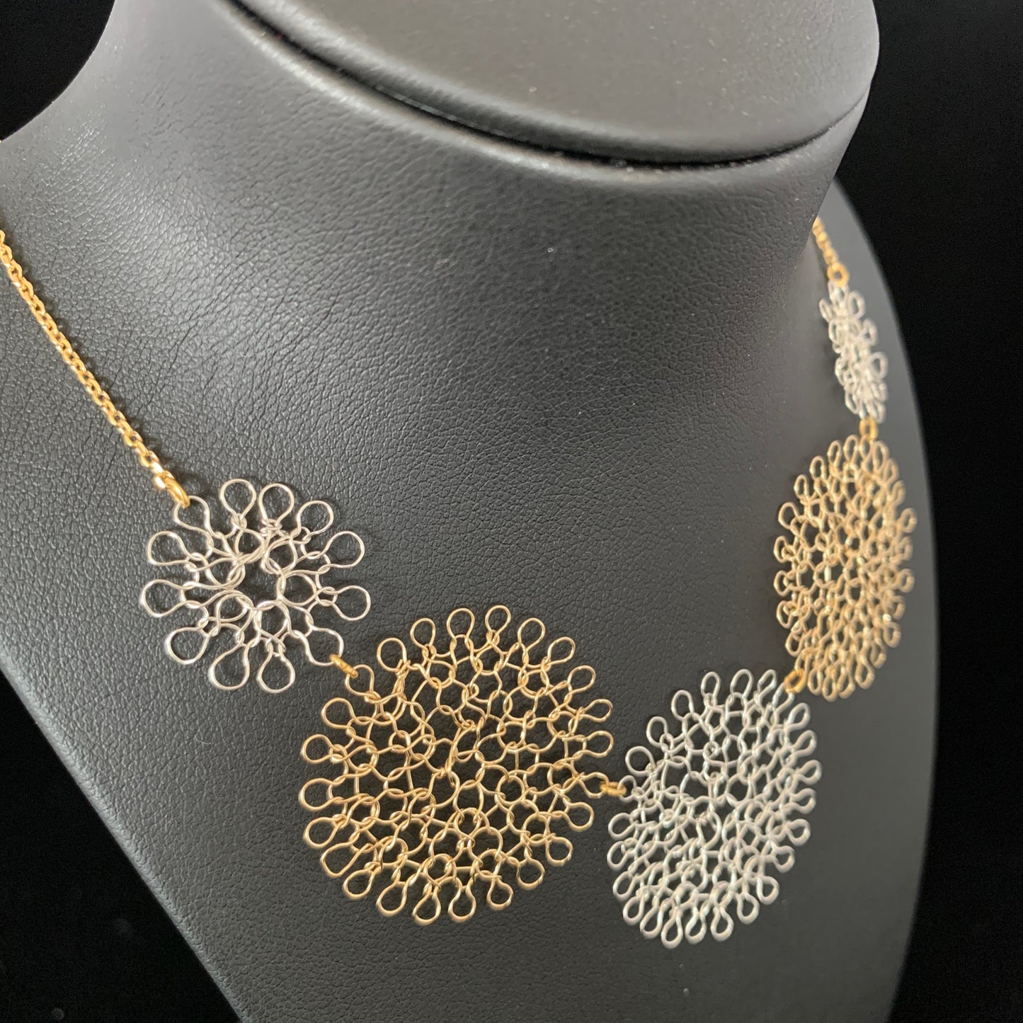 Collier Rosaces Penta Or et Argent