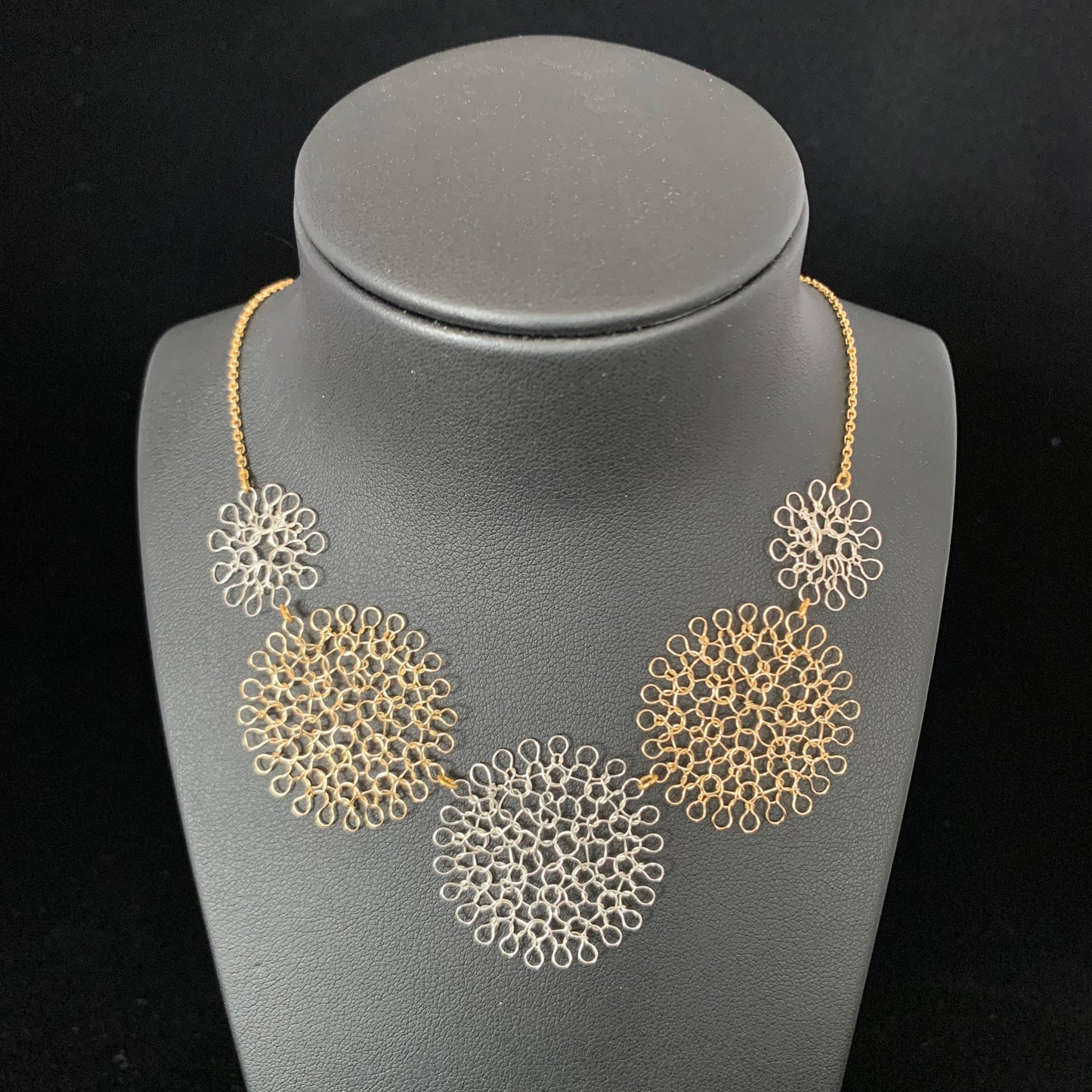 Collier Rosaces Penta Or et Argent