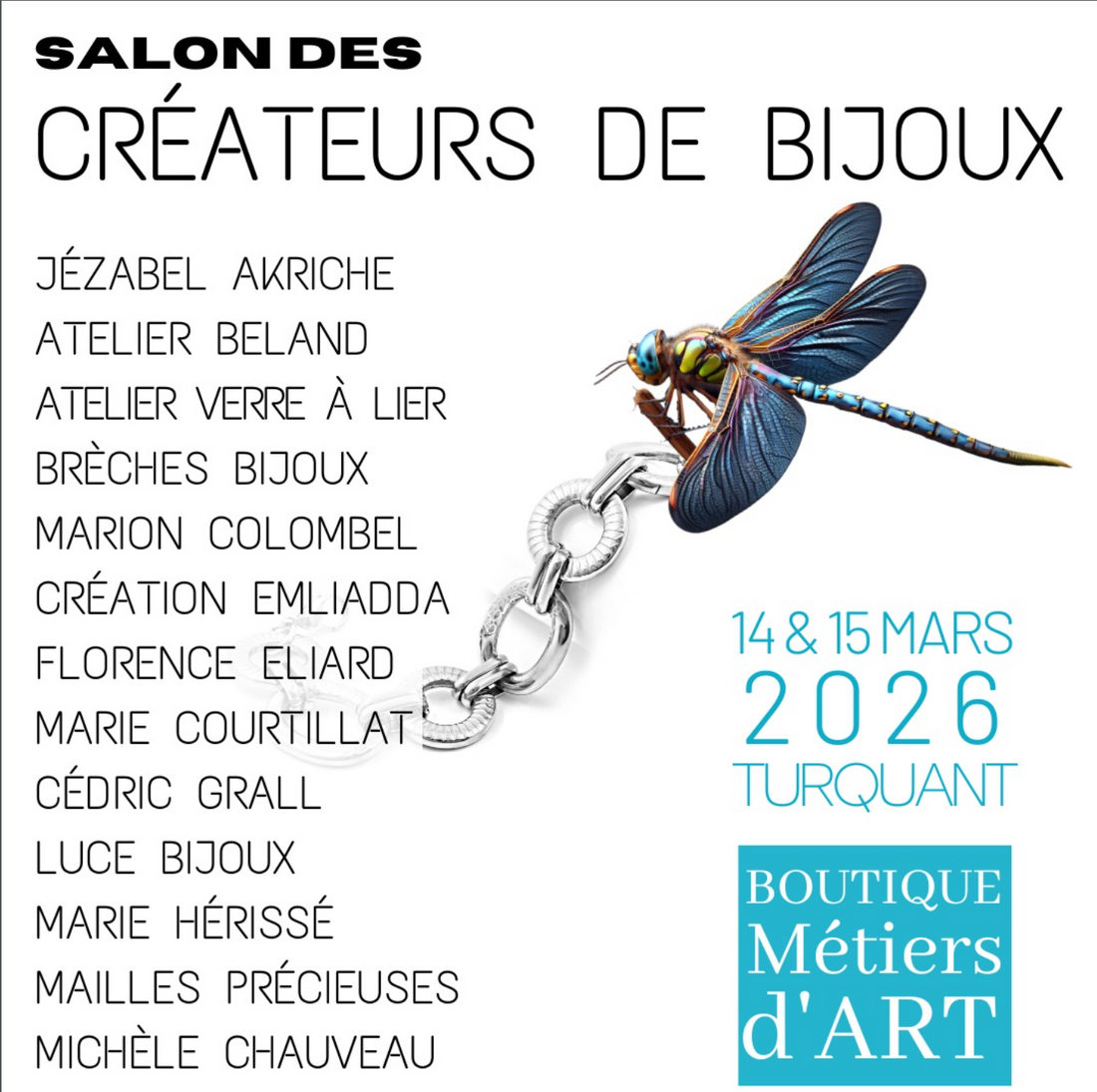 Salon des Créateurs de Bijoux de Turquant, les 14 et 15 mars 2026